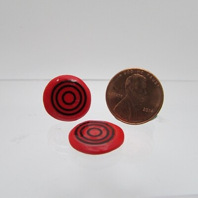 #ad Dollhouse Miniature Red Frisbee Set of 2 T8557