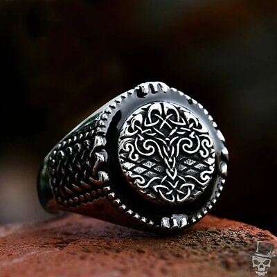 #ad Sculpt Rings™ Viking Tree Of Life Nordic Celtic Knot Stainless Steel Punk Ring