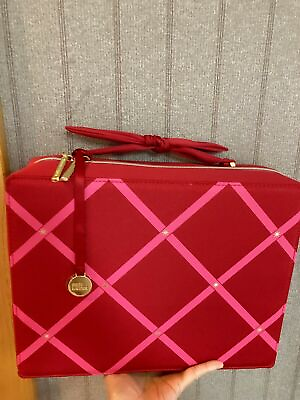 Estee Lauder Makeup Cosmetic Bag TRAIN CASE RED 2021 NEW $14.99