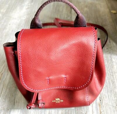 #ad Coach Leather Backpack Red