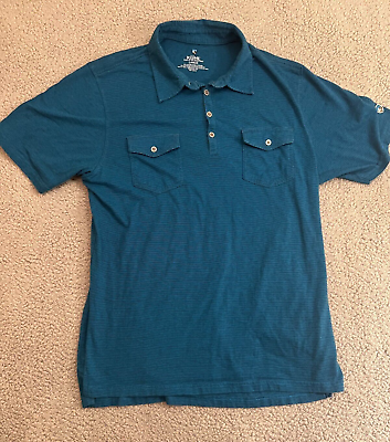 #ad Kuhl Polo Shirt Mens Large Hiking Outdoors Trail Active Blue Performance Stretch