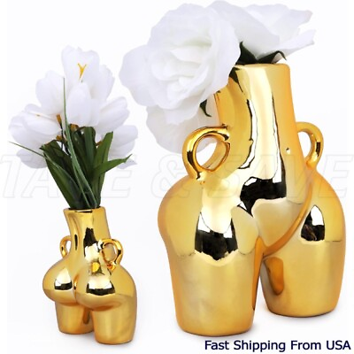 #ad 5 Inch Female Body Vase with Gold Finish Body Shaped Vase Boho Cute Home Decor