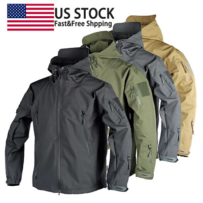 #ad Mens Jacket Military Tactical Waterproof Soft Shell Work Windbreaker Coat
