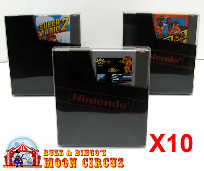 #ad 10x NINTENDO NES GAME CARTRIDGE CLEAR PROTECTIVE BOX PROTECTOR SLEEVE CASE