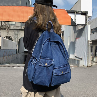 Casual Womens Denim Backpack Handbag Travel Satchels School Large Shoulder Bags $41.99