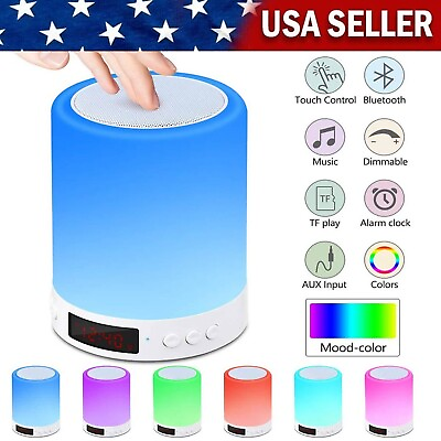 #ad Wireless Night Light Bluetooth Speaker Color Changing Touch Control Desk Lamp