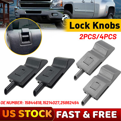 #ad 2PCS 4PCS Door Lock Knobs Front Rear Ebony For Chevy GMC Silverado Sierra 07 13