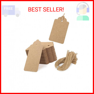 #ad 150PCS Kraft Paper Tags with Strings Small Gift Tags Brown Tags Hanging Labels