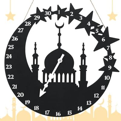 #ad Ramadan Advent Countdown Calendar Mubarak Decorations 16#x27;#x27; Wooden Hanging Eid...