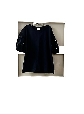 #ad Zara women#x27;s navy blue blouse with cute balloon sleeves