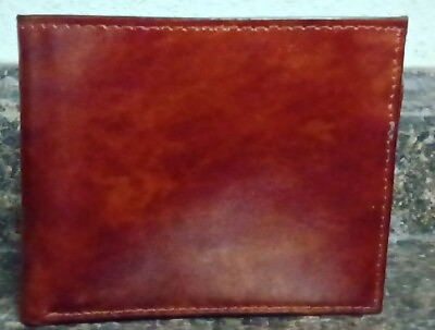 #ad Men#x27;s Brown Leather Bi Fold Card Cash Wallet 4x3.25quot;