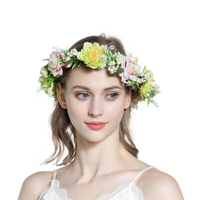 #ad Women Girl Hair Band Floral Wreath Fairy Crown Flower Wedding Headband Garland