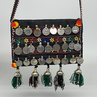 #ad 466g9.5quot;x6quot;Turkmen Handbag Purse Crossbody Handmade Silk Coin @AfghanistanP127