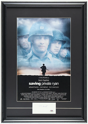 #ad Tom Hanks Signed quot;Saving Private Ryanquot; Custom Framed Cut Display Beckett amp; PSA
