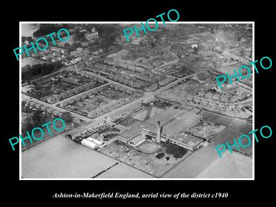 #ad OLD 8x6 HISTORIC PHOTO ASHTON IN MAKERFIELD ENGLAND THE AERIAL VIEW c1940 2