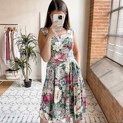 #ad Alix of Miami Summer Floral Dress Vintage Women#x27;s Size 6
