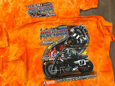 #ad 2017 AMERICAN FLAT TRACK FINALS L T SHIRT INDIAN MOTORCYCLE ORANGE TIE DYE NOS