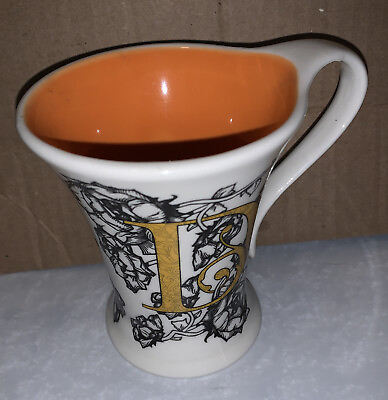 Cypress Home Monogrammed D Off White Orange Black Floral Ladybugs Cups $15.95
