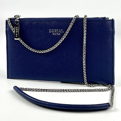 #ad #ad Sorial New York Crossbody Wallet Purse Sapphire Blue Silver Chain Saffiano