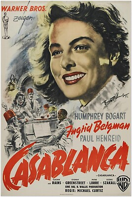 #ad Casablanca Vintage Movie Poster Humphrey Bogart US Release #6