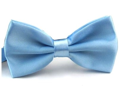#ad Tuxedo PreTied Light Baby Blue Bow Tie Satin Matching Adjustable Band US SELLER