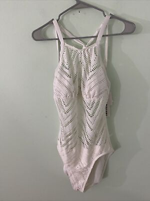 #ad Robin Piccone California Sunshine White Swimsuit 1 piece New MSRP $158