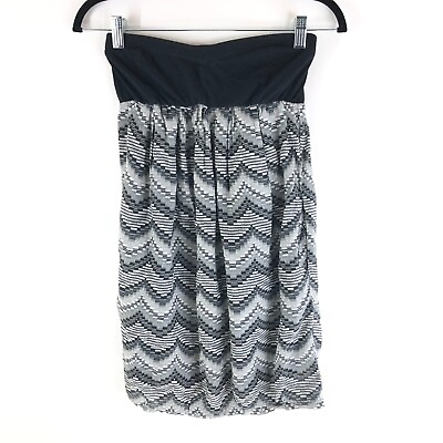 #ad Billabong Mini Dress Strapless Pockets Geometric Chevron Black Gray Size M