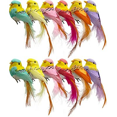 #ad 12pcs Artificial Simulated Foam Birds Feather Mini Love Birds for Craft Home ...