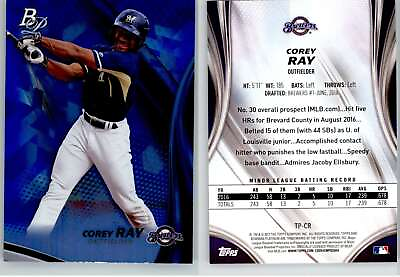#ad Corey Ray 2017 Bowman Platinum Top Prospects Royal Blue #TP CR Brewers