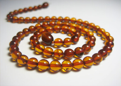 #ad Genuine Round Cognac Amber Beads Beautiful Baltic Amber Necklace