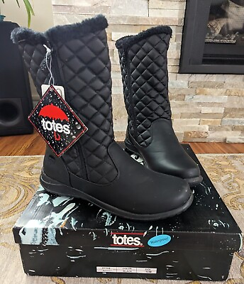 #ad #ad Women TOTES Winter Snow Boots Rosie Black Sz 10M Waterproof Thermolite Tall