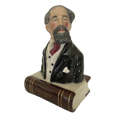 #ad Vintage Artone Hand Painted Charles Dickens Porcelain Figurine Bust 7 3 4quot; Rare