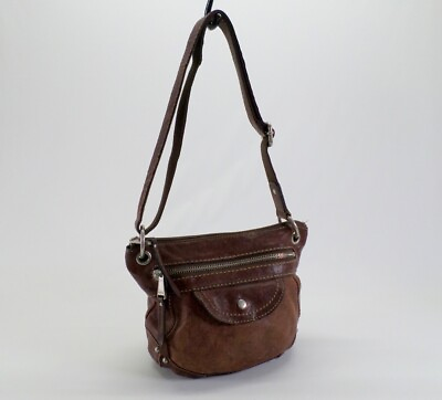 #ad Fossil Leather Crossbody Handbag Purse Shoulder Bag Brown Distressed
