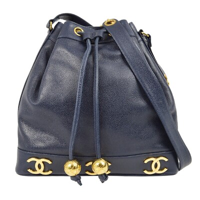 #ad Chanel Navy Caviar Triple CC Bucket Shoulder Bag KK30118