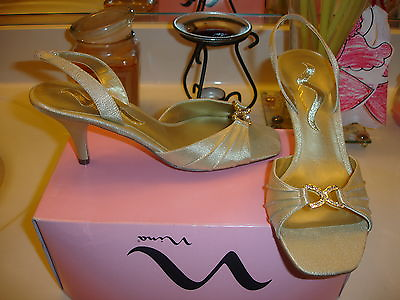 Nina Champagne Dustina Gold Glimmer Holiday Wedding Prom Shoe $99.00 6.5 7.5 $35.99