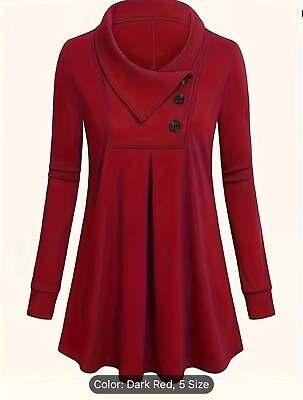 #ad Women Casual Red Long Sleeve Blouse For All Season