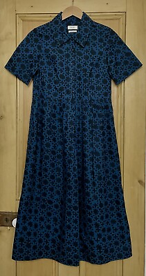 #ad TOAST Selma sea flower cotton shirt dress blue black UK 6