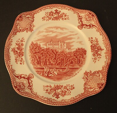 #ad 1 Antique Johnson Bros Old Britain Castles 8 Inch Plate PINK for Replacement