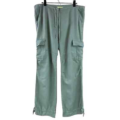 #ad Juicy Couture 100% Linen Cargo Pants Size L Green Lightweight Beach