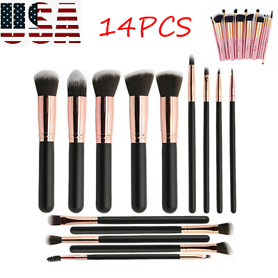 14pcs Makeup Brush Set Professional Eyeshadow Foundation Cosmetic Brushes Tools $8.99