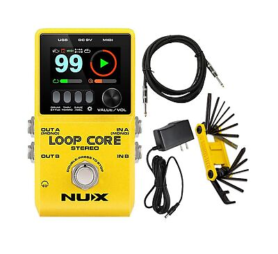 #ad NUX Loop Core Stereo Guitar Effects Looper Pedal 6 hr Record Time Stereo Au...