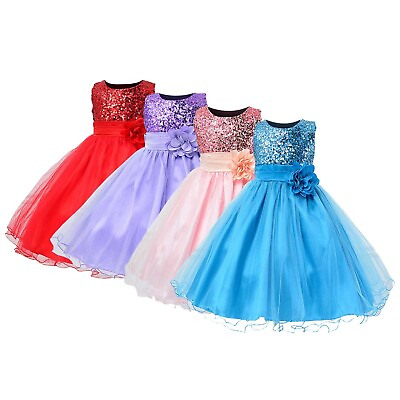 #ad Toddler Girls Flower Sequin Dress Tutu Birthday Party Dress for Pageant Gowns