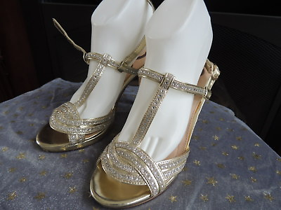 Womens Size 7 M ** NINA ** Champagne Gold amp; Sparkly Heels $27.99