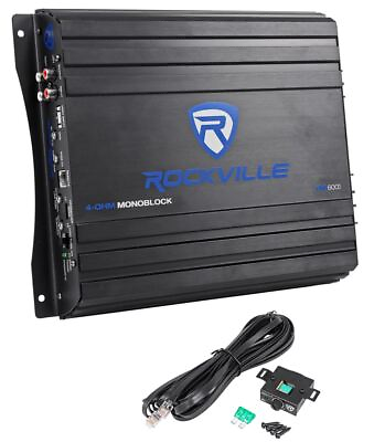 #ad Rockville RVA600.1 1200w Peak Mono Amplifier 200w RMS @ 4 Ohms