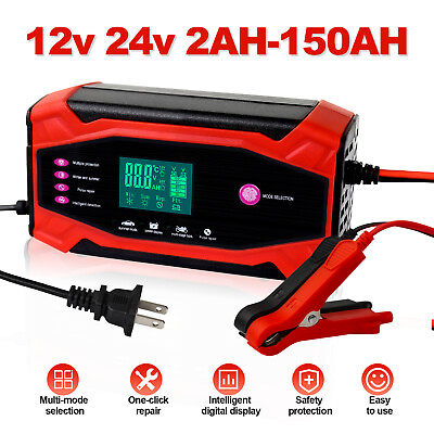 #ad 10A 12V 24V Fully Automatic Smart Car Battery Charger Maintainer Trickle Charger