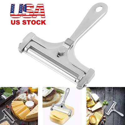 #ad Hard Cheese Slicer Adjustable Stainless Steel Wire Cutter Kitchen Cooking Tool.