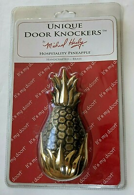 #ad Michael Healy Solid Brass Pineapple Door Knocker Hospitality 6quot; NEW