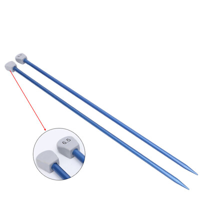 #ad 2 Pcs Aluminum Single Point Knitting Needles Pins Straight DIY Weaving Tool 30