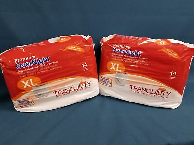 #ad 2 NEW 14pc Packs of Tranquility Disposable Absorbent Underwear Adult Sz XL^