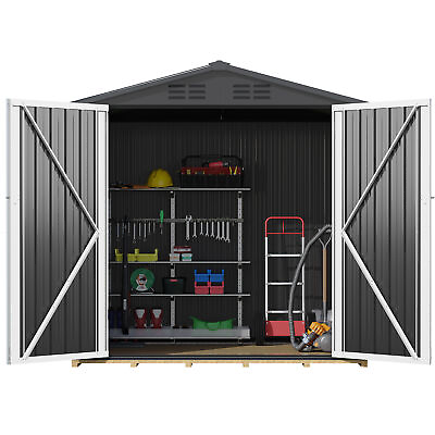 #ad Large Outdoor Storage Shed Tool Sheds Heavy Duty Storage House w Lockable Doors